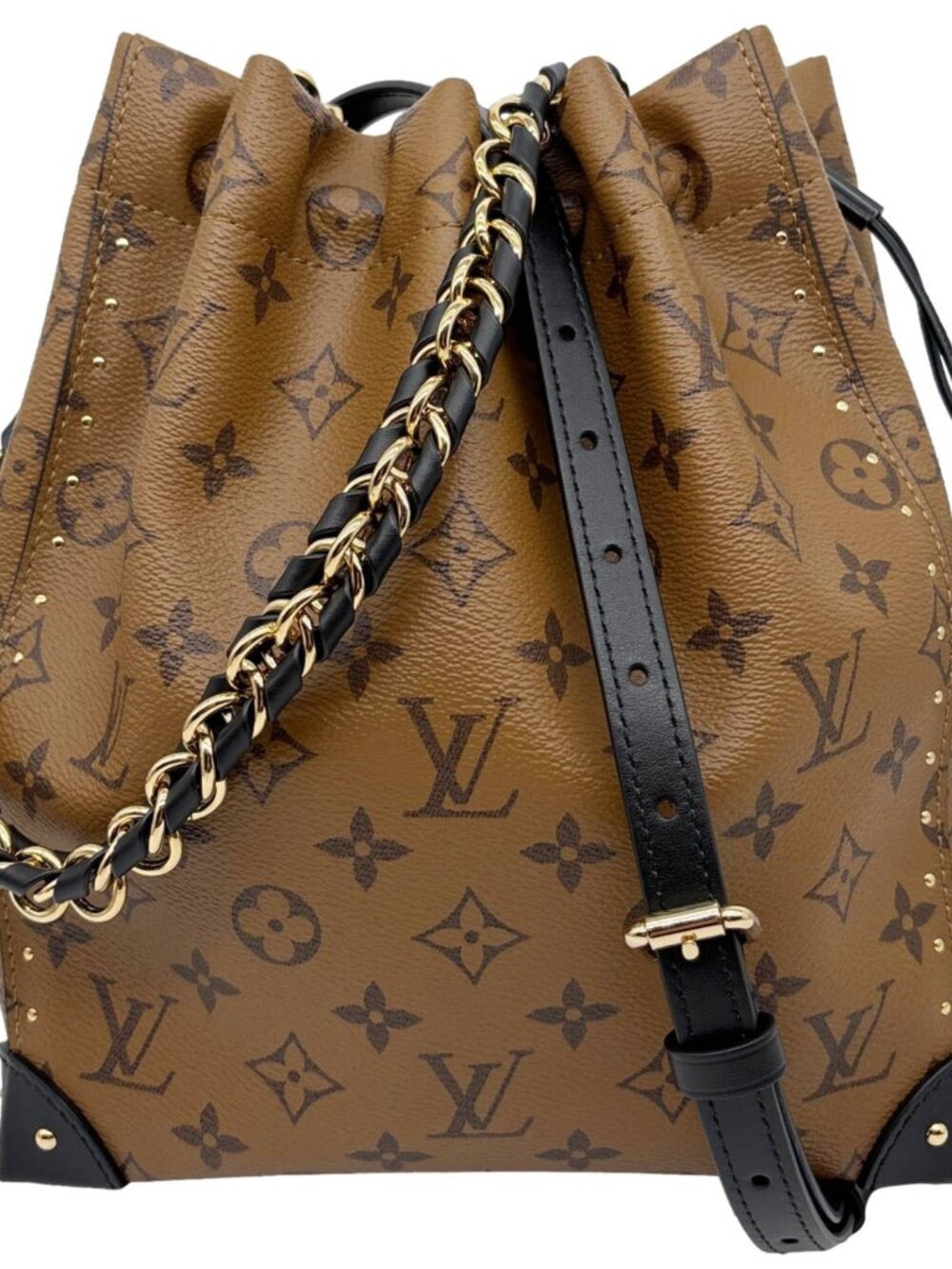 Louis Vuitton  Noe Trunk PM Reverse Monogram Canvas Bucket Bag Brown